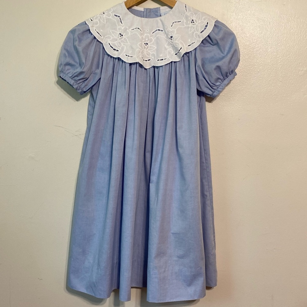 Chabre’ Vintage Peter Pan Lace Collar Blue Dress size 6X